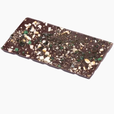 Czekolada gorzka 70,4% z karmelizowaną esencją herbaty Yerba Mate i skórką z cytryny 85g